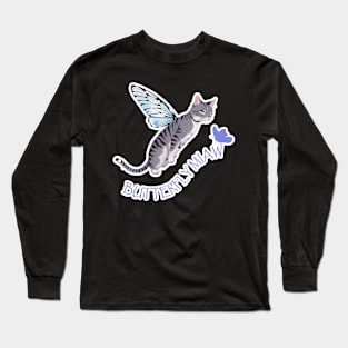 Butterfly cat funny flying cat with wings Long Sleeve T-Shirt